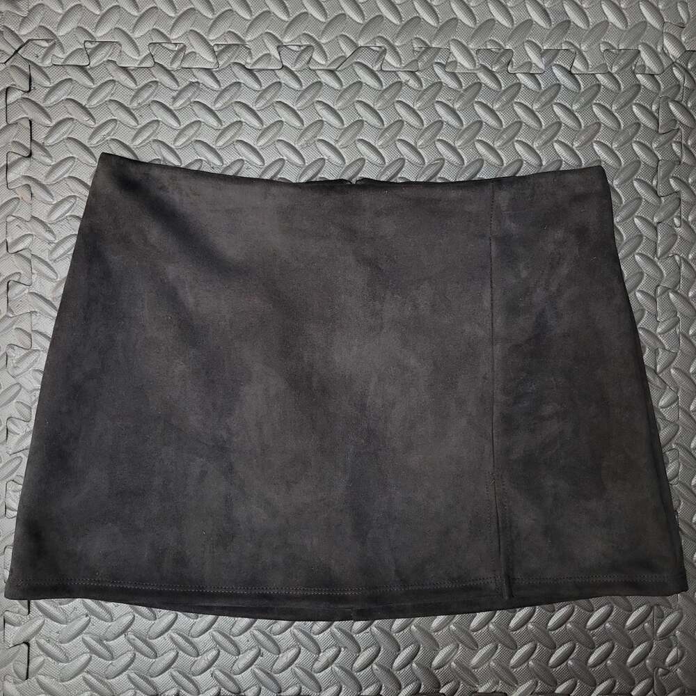 Altar'd State Faux Suede Mini Skort Women's XL Black High Rise Fall Y2K